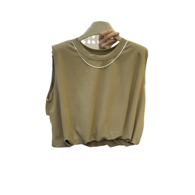 Dame Cropped Ærmeløs Top med elegant Uddybningdetail Stilla