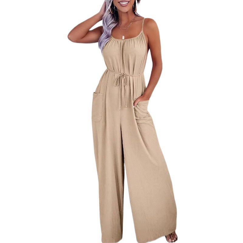 Dame elegant rygfri bredbens jumpsuit Stilla