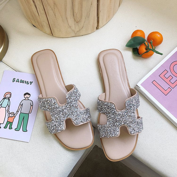 Dame Glamourøse Strand-sandaler med glitrende applikationer Stilla