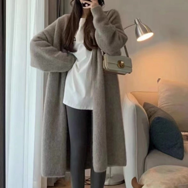 Femme Cozy Åben Foran Lang Cardigan Stilla
