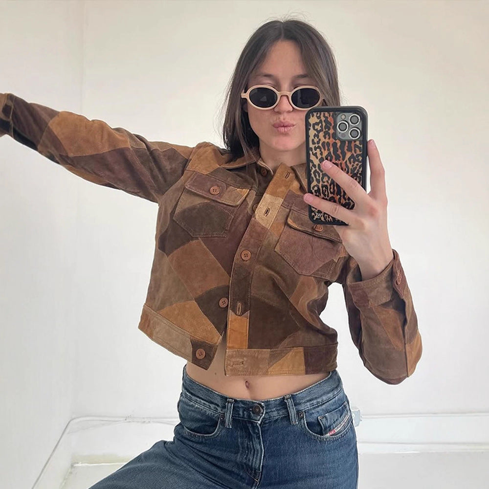 Dame cropped ruskindsjakke Stilla