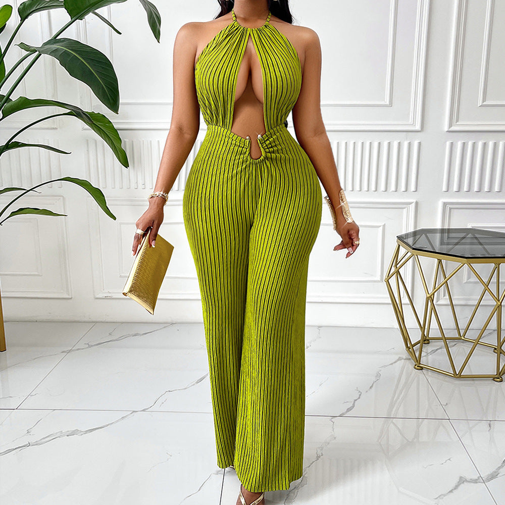 Dame elegant jumpsuit med flot halterneck og sidelæns cut-outs Stilla