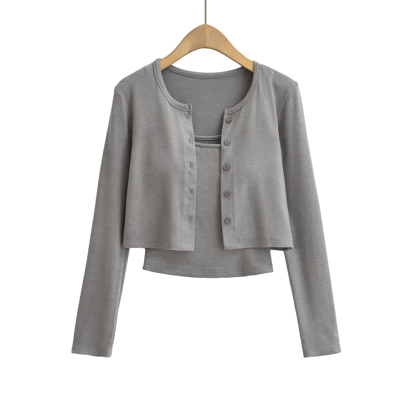 Dame cropped cardigan med knapbart design og blødt stof Stilla