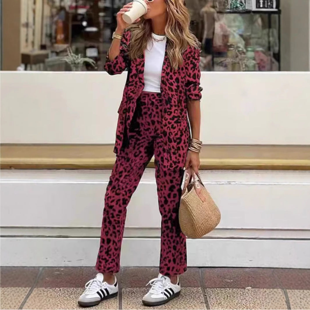 Dame Elegant Animal-Print Jumpsuit med talje Stilla