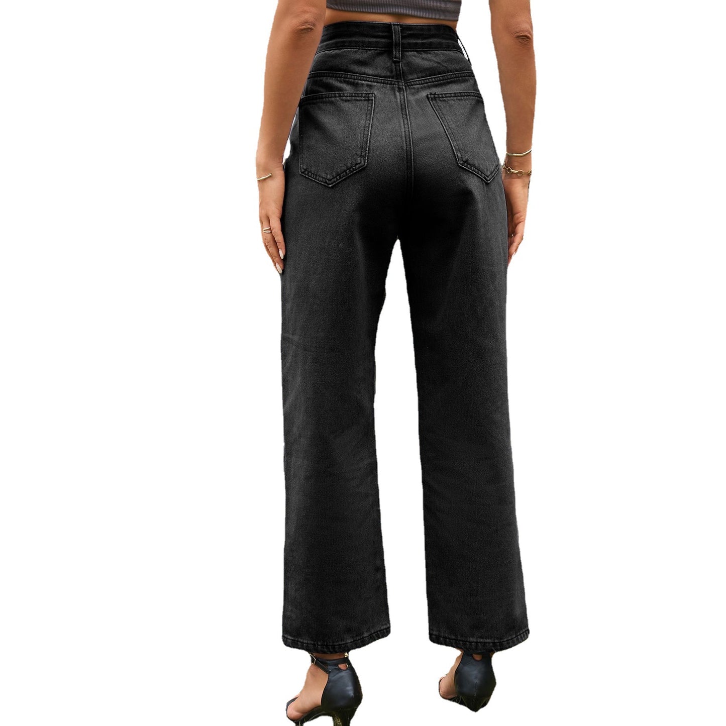 Dame Højtsiddende Jeans med lige ben og sidelommer Stilla