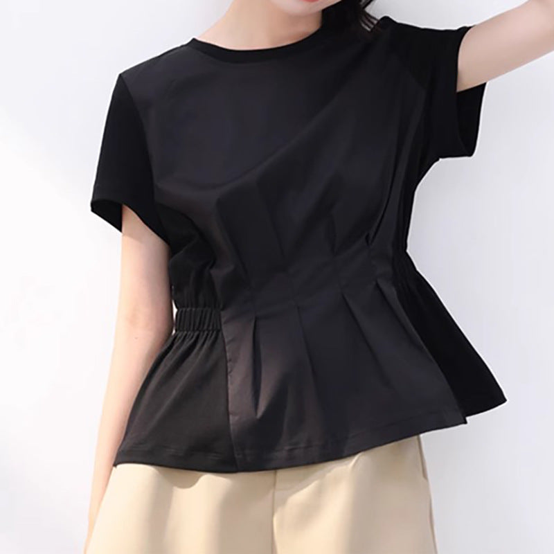 Dame elegant bluse shirt med smidig snit og voluminøst kant Stilla