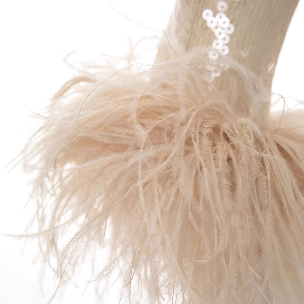 Dame elegant Bluse med fjer Stilla