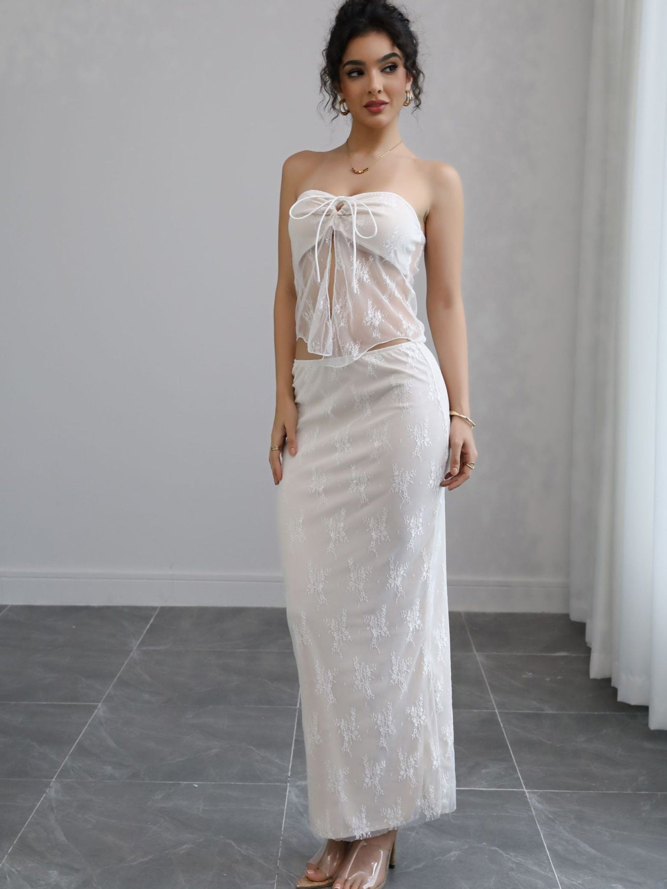 Dame Elegant Gennemsigtigt Maxikjole Stilla