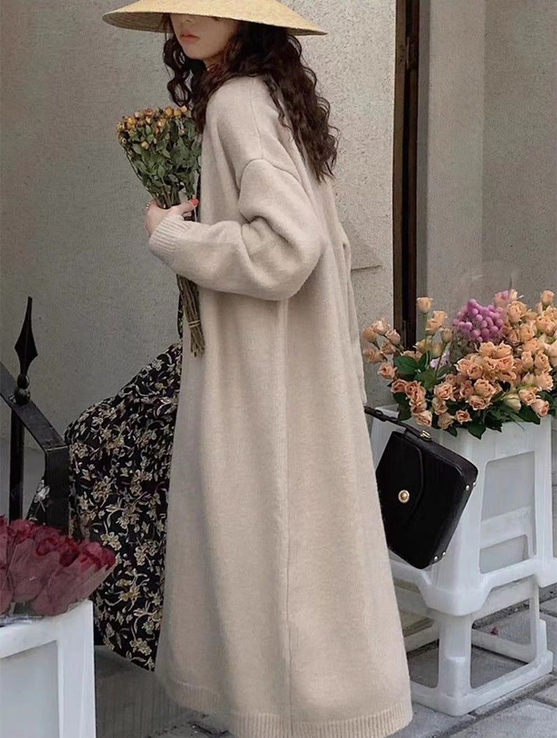 Femme Cozy Åben Foran Lang Cardigan Stilla