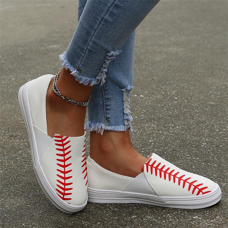 Dame afslappede Slip-On Sneakers med sporty baseball-design Stilla
