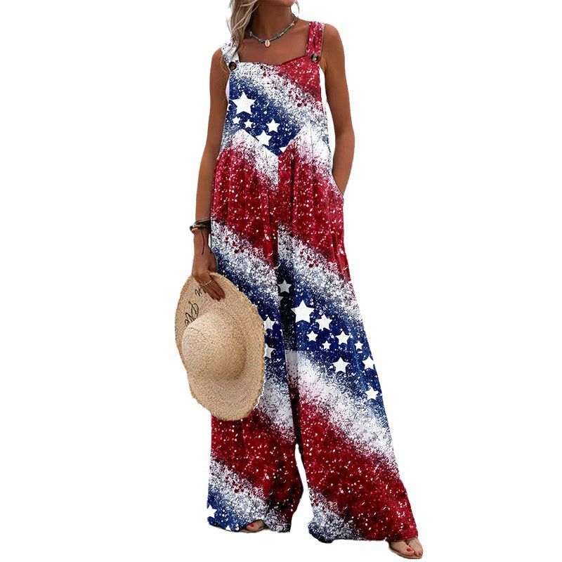 Dame Løs Jumpsuit med floraltryk og bredt ben Stilla