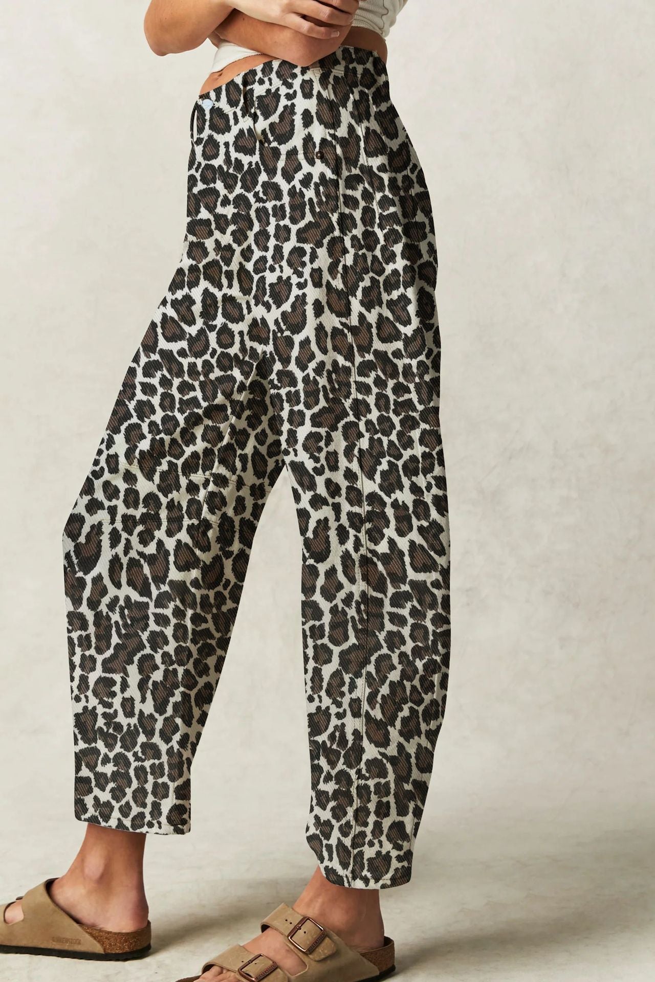 Dame Culottes i trendy leopard-design med høj talje og behagelig pasform Stilla