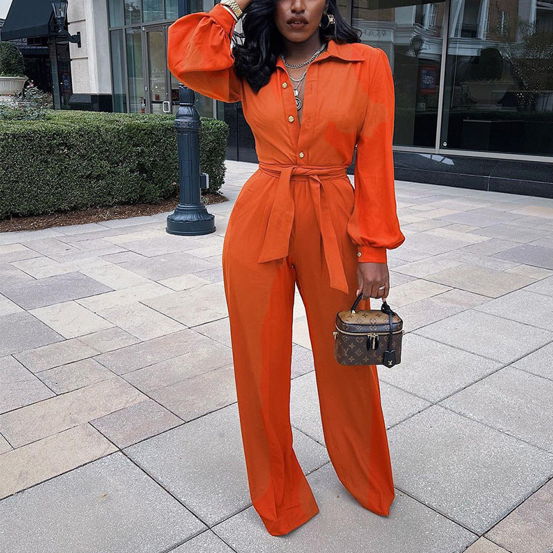 Dame Elegant Jumpsuit med figursyet design og knapliste Stilla