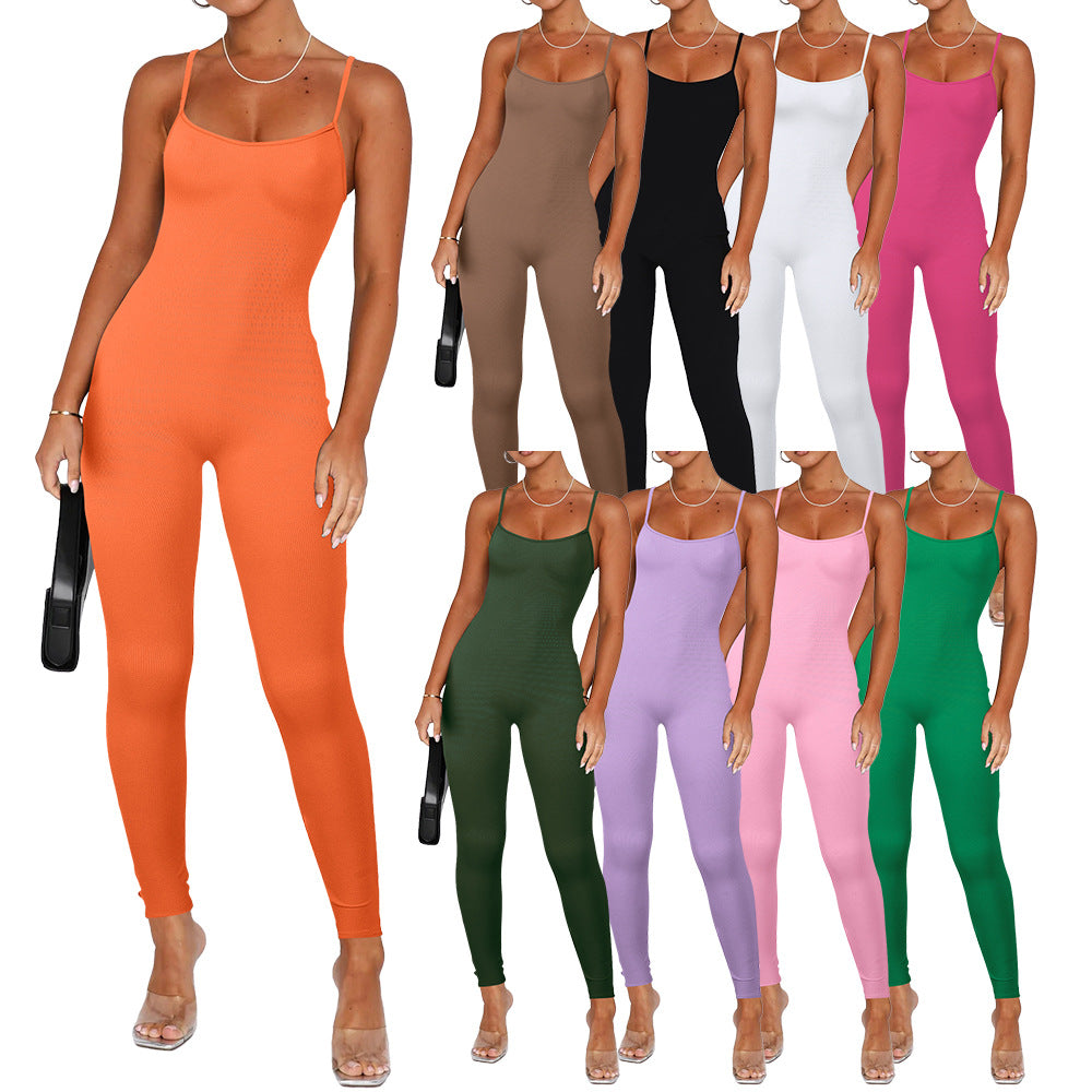 Dame figursyet jumpsuit med ribbet tekstur Stilla