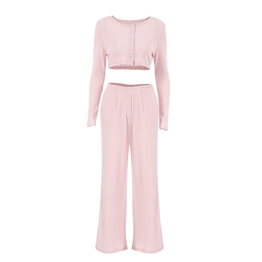 Dame Cropped Pullover og brede Bukser Sæt Stilla