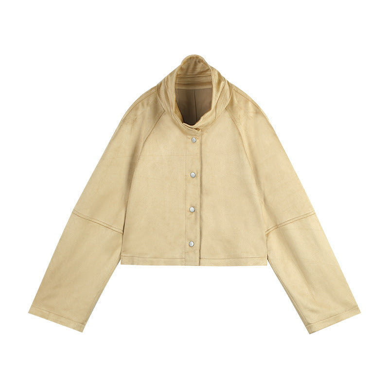 Dame cropped overgangsjakke med blødt materiale og elegant krave Stilla