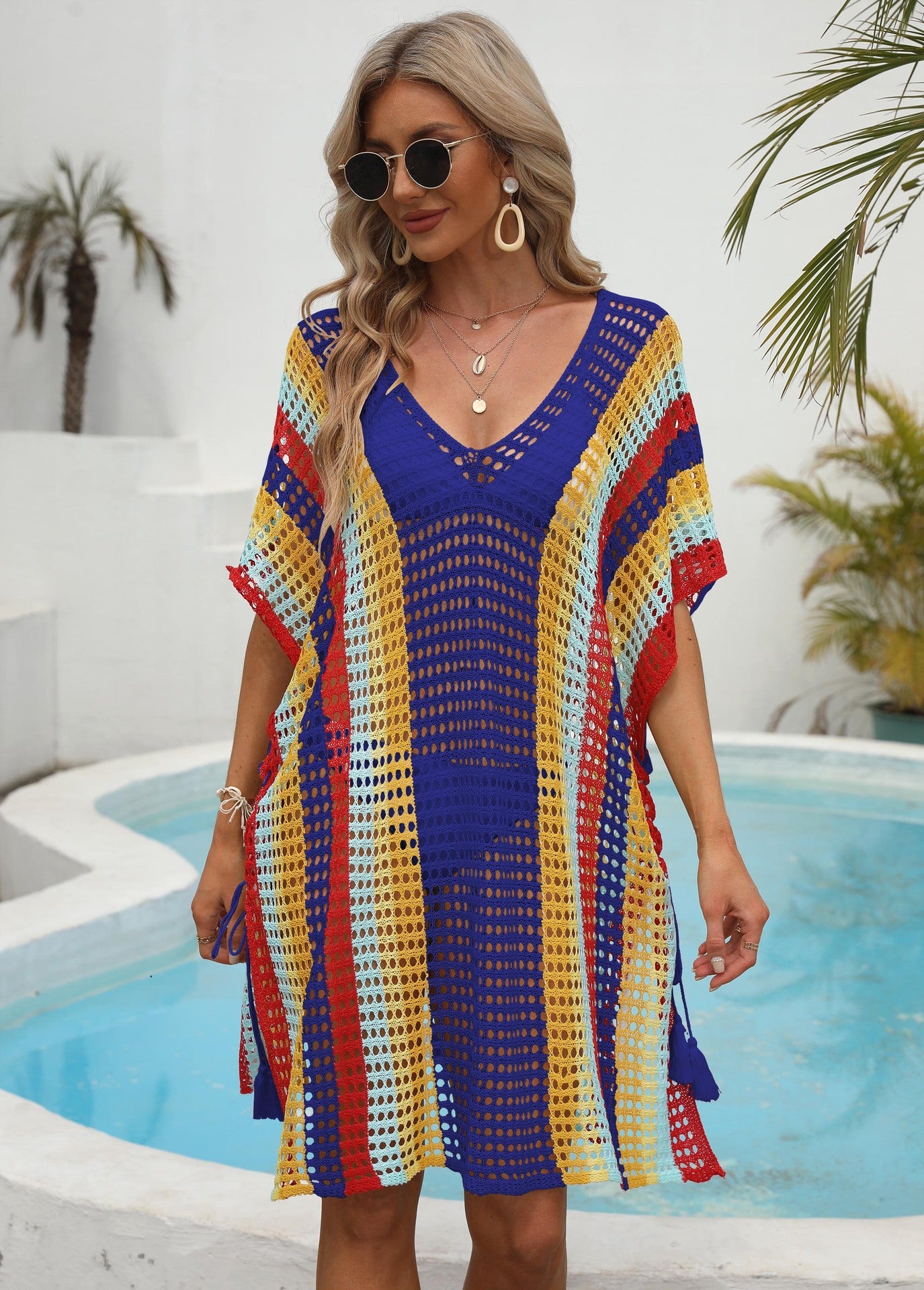 Dame Åben Netstrik Strand Betræk Kjole Stilla