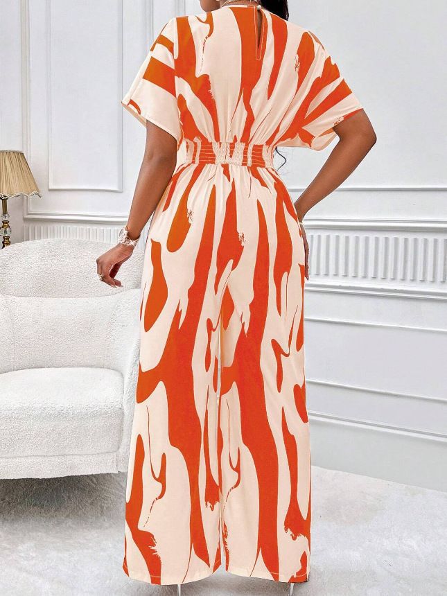 Dame Elegant Maxijumpsuit med dyb V-udskæring og bredt skåret ben Stilla