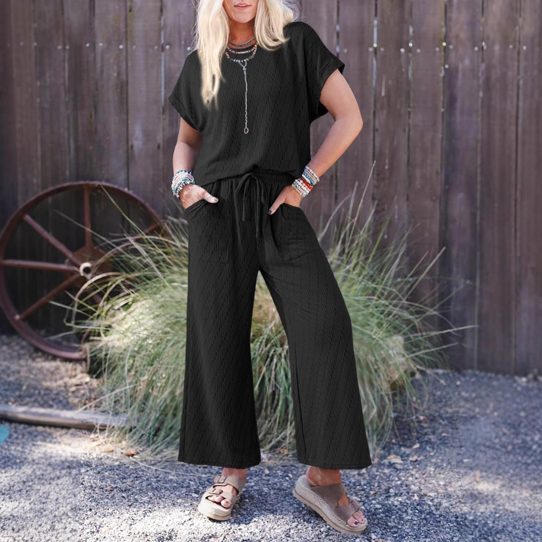 Dame afslappet fritids-lounge-sæt med elastisk talje og lommer Stilla