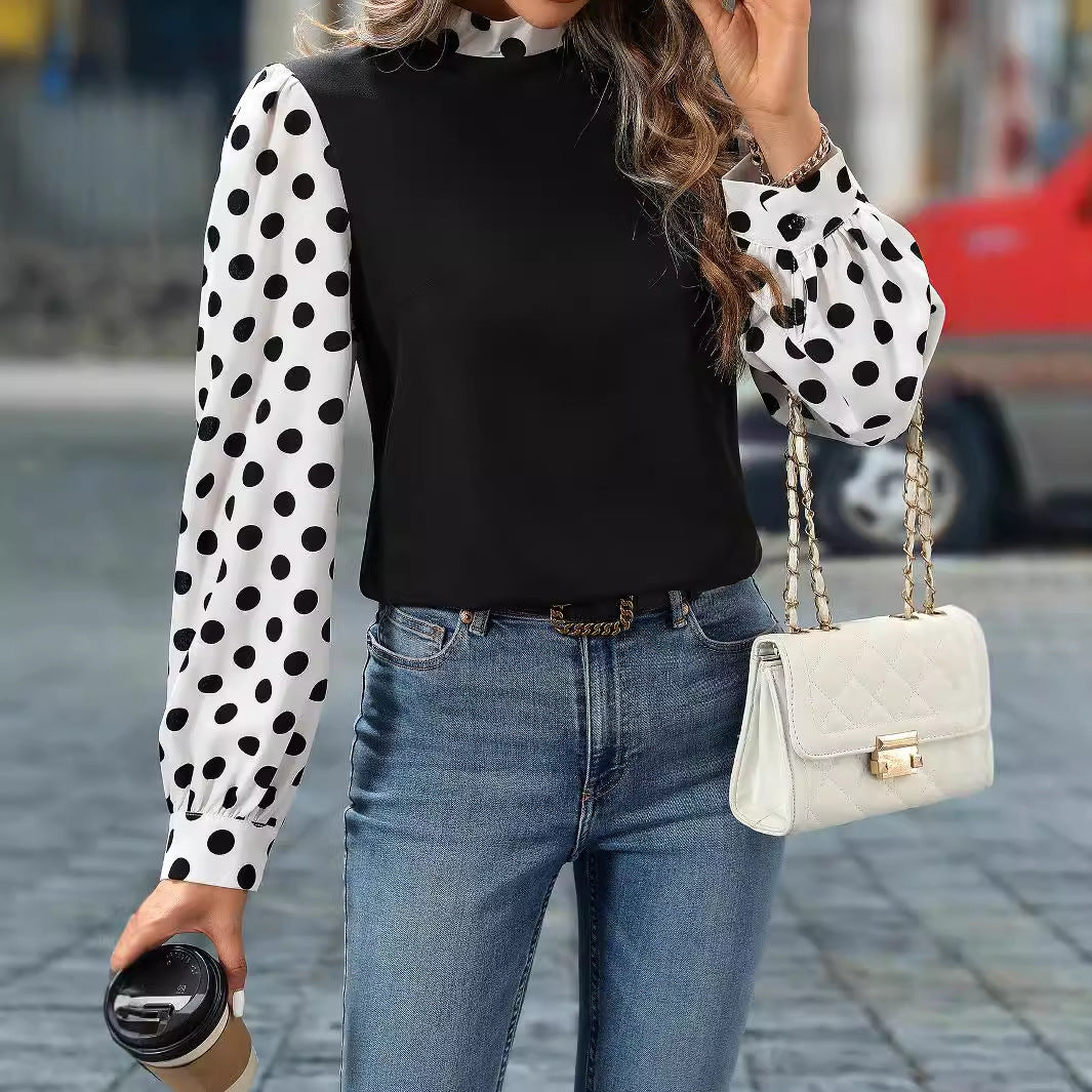 Dame elegant bluse med puffede ærmer Stilla