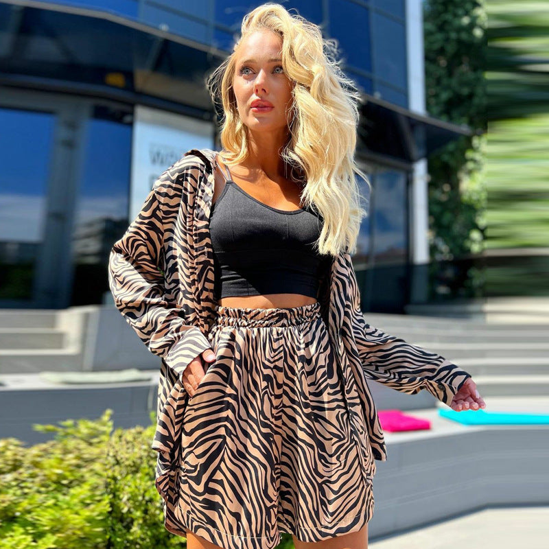 Damer Legesyg og elegant kort jumpsuit-sæt med dyreprint Stilla