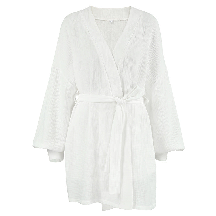 Dame afslappet Kimono-kåbe med bred skær Stilla