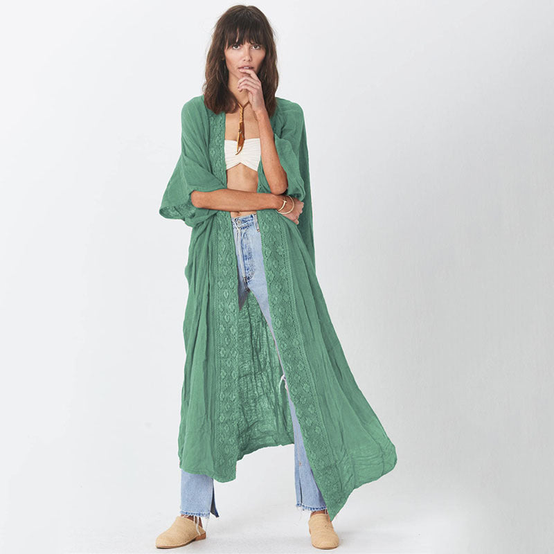 Dame afslappet strandkimono med fin spids og løs pasform Stilla