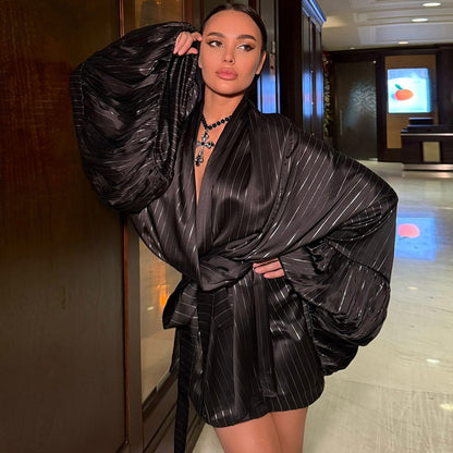 Dame luftig Kimono-kjoler med blomsterdesign og lange ærmer Stilla