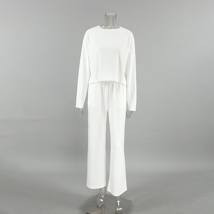 Dame afslappet pyjamas-sæt med oversized T-shirt og brede bukser Stilla