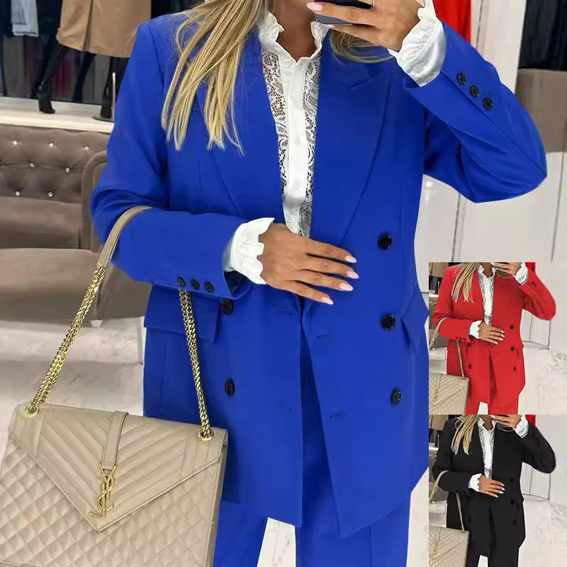Dame Dobbelt-knappet Blazer-sæt med elegante detaljer Stilla