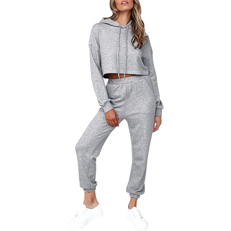 Dame Cropped Hoodie og Joggingbukser Sæt Stilla