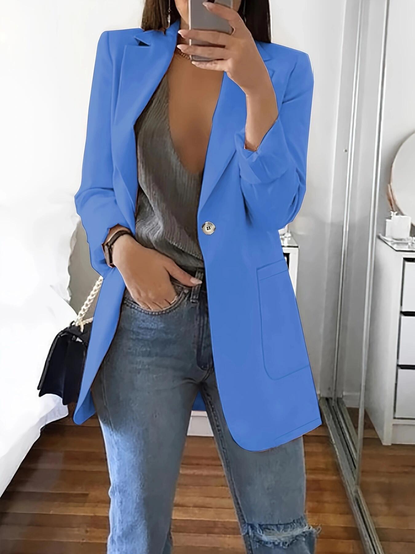 Dame Elegant Blazer med dobbelt knaplukning og praktiske lommer Stilla