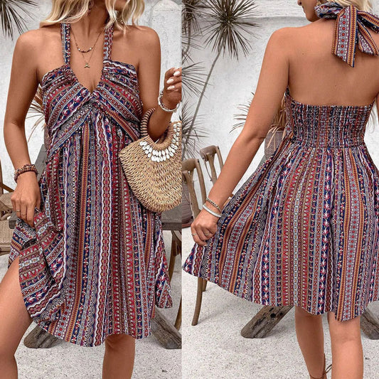 Dame sommerlige jumpsuit med asymmetrisk design og trendy mønstre Stilla