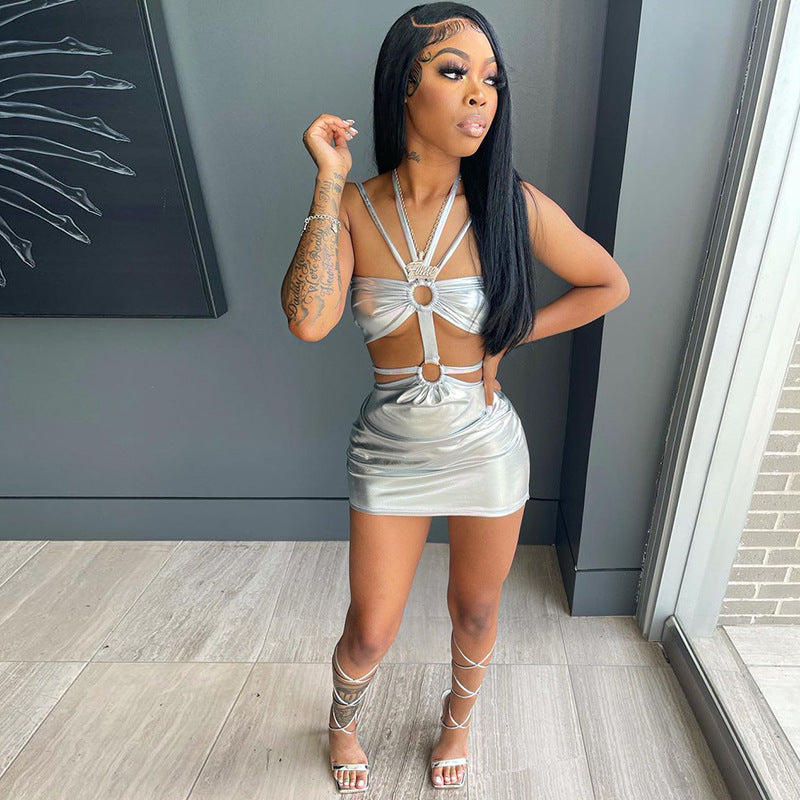 Dame Crop-Top og Minirock Sæt Stilla