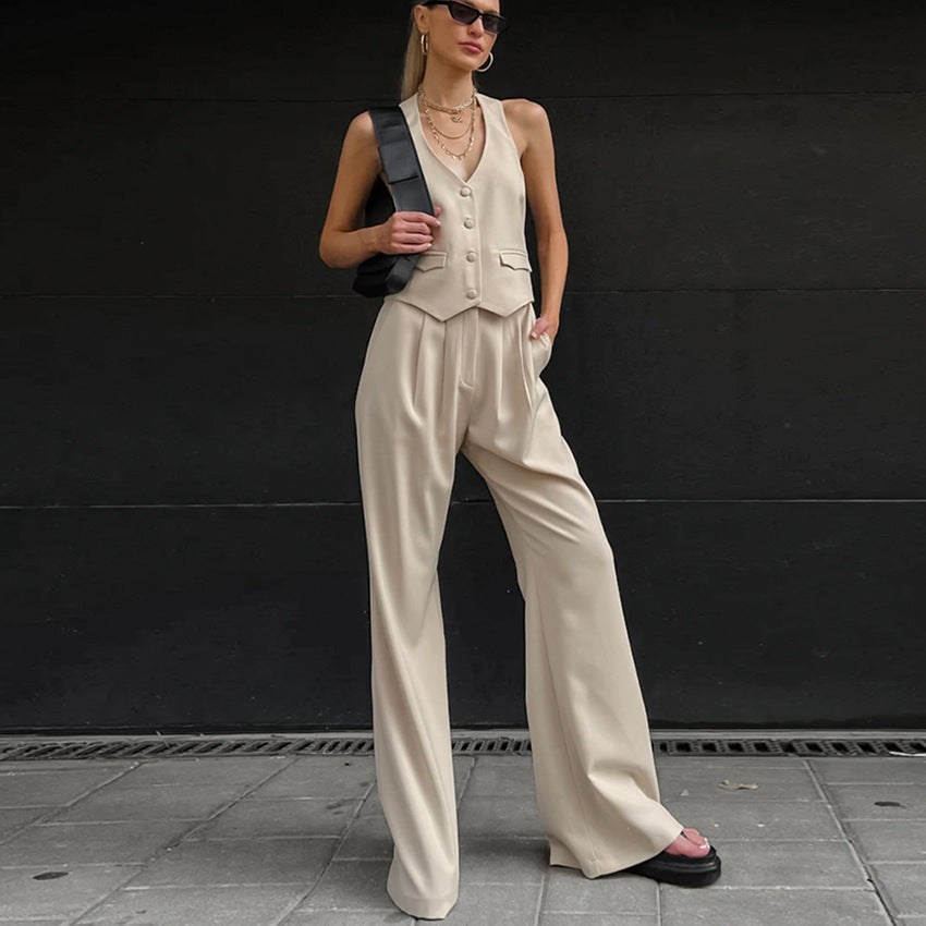 Dame Elegant Blazer med Bukse-Sæt og Høj Talje Stilla