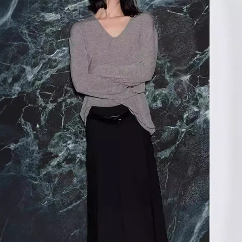 Dame afslappet longsleeve shirt med bred snit og blødt materiale Stilla