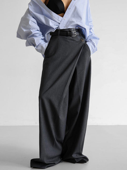 Dame elegant bredskåret buks med høj talje og praktiske lommer Stilla