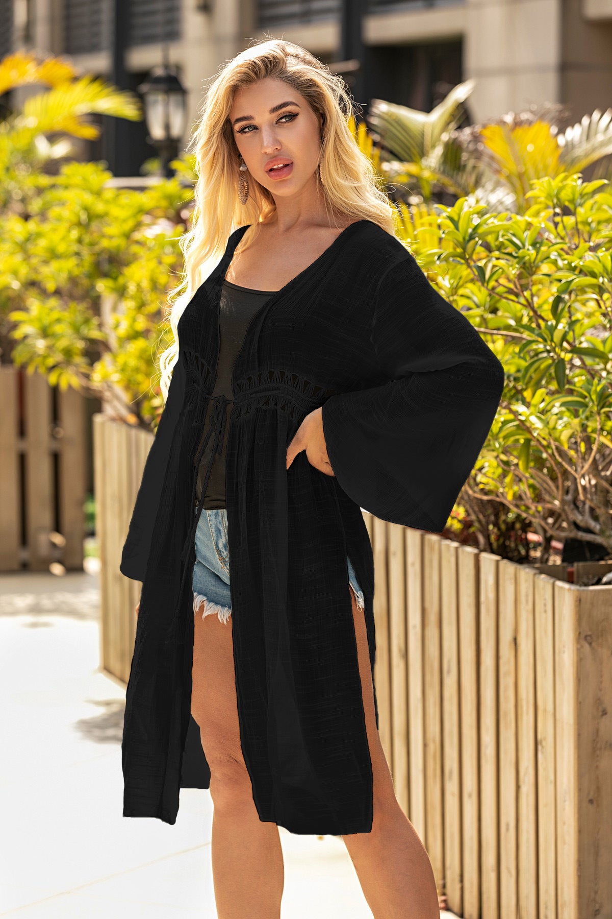 Dame Elegant Gennemsigtig Kimono Overtræk Stilla