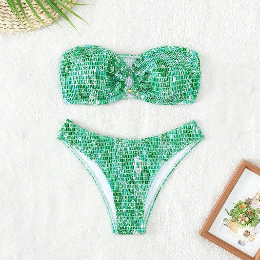 Bandeau-bikini-sæt til damer med midter-knude-detalje Stilla