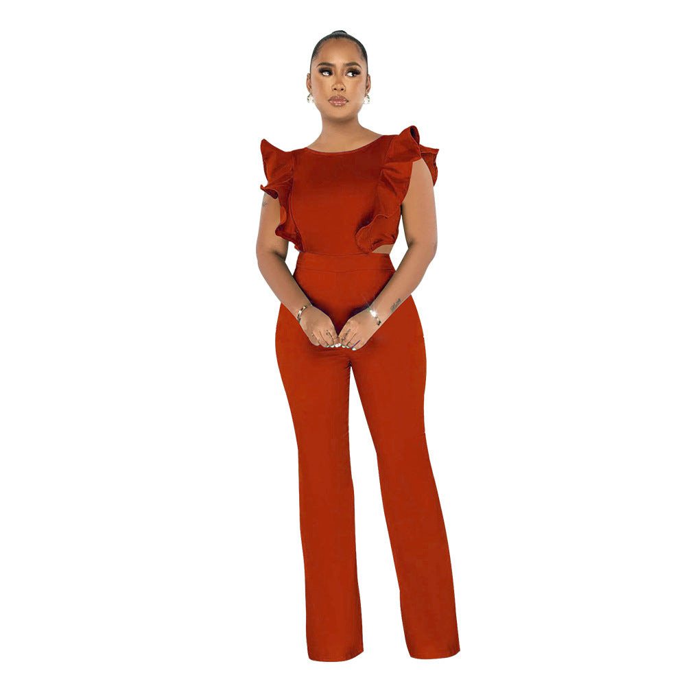 Dame elegant jumpsuit med ruffle detaljer og tætsiddende snit Stilla