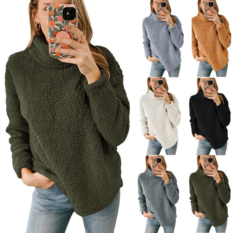 Dame hyggelig sweater i oversized stil med høj krave og blødt overmateriale Stilla