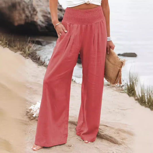 Dame Elegant Høj talje bukser lavet af let stof med bred ben Stilla