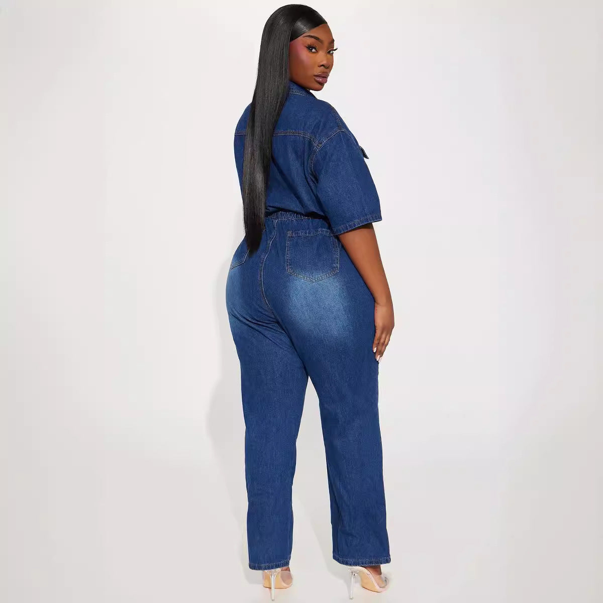 Dame Denim-Overalls med figursyet snit og praktiske lommer Stilla