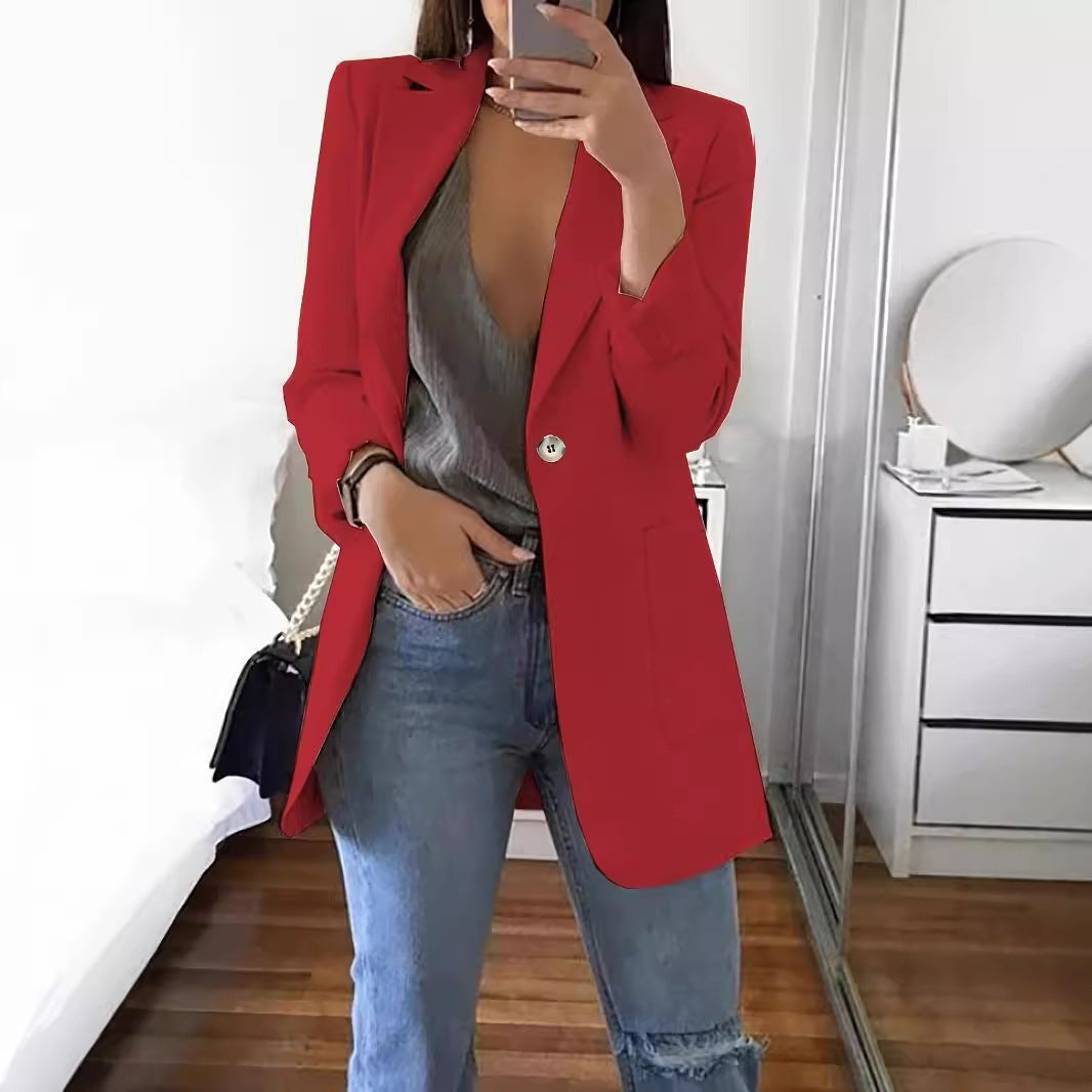 Dame Elegant Blazer med dobbelt knaplukning og praktiske lommer Stilla