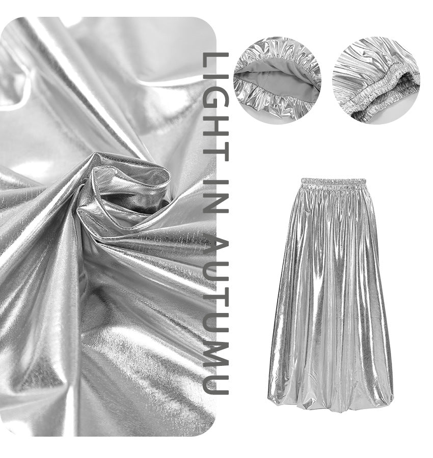 Dame Elegant flydende Maxiskørt i glitrende satin Stilla