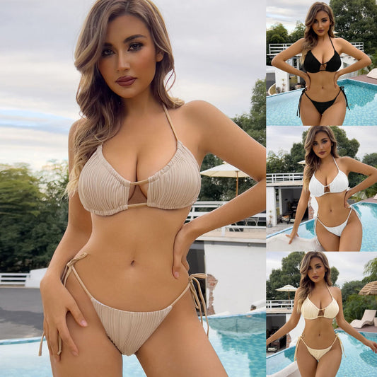Dame Detaljeret Ruffle Top Bikini Sæt Stilla