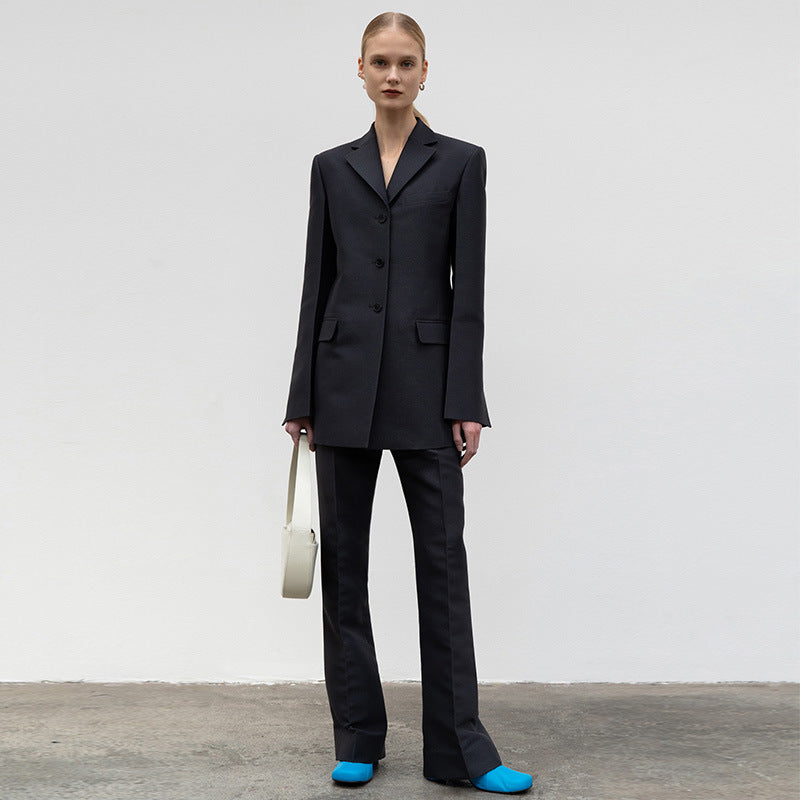 Dame Elegant Business-jakkesæt med moderne snit og smalt revers Stilla