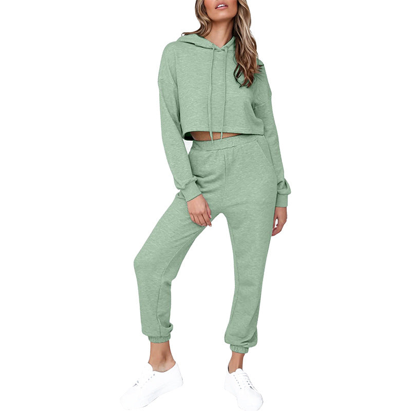 Dame Cropped Hoodie og Joggingbukser Sæt Stilla
