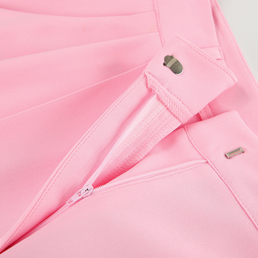 Dame elegant høj talje bukser med bred pasform og folder Stilla