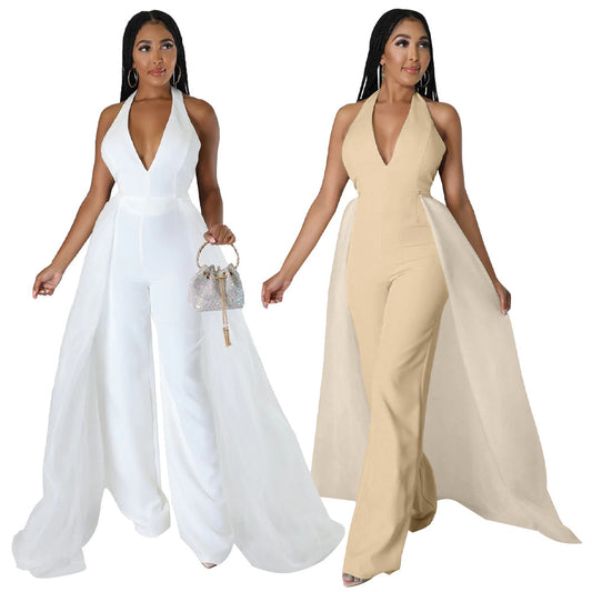 Dame Jumpsuit med elegant indpakningsoverdel og højhalset design Stilla